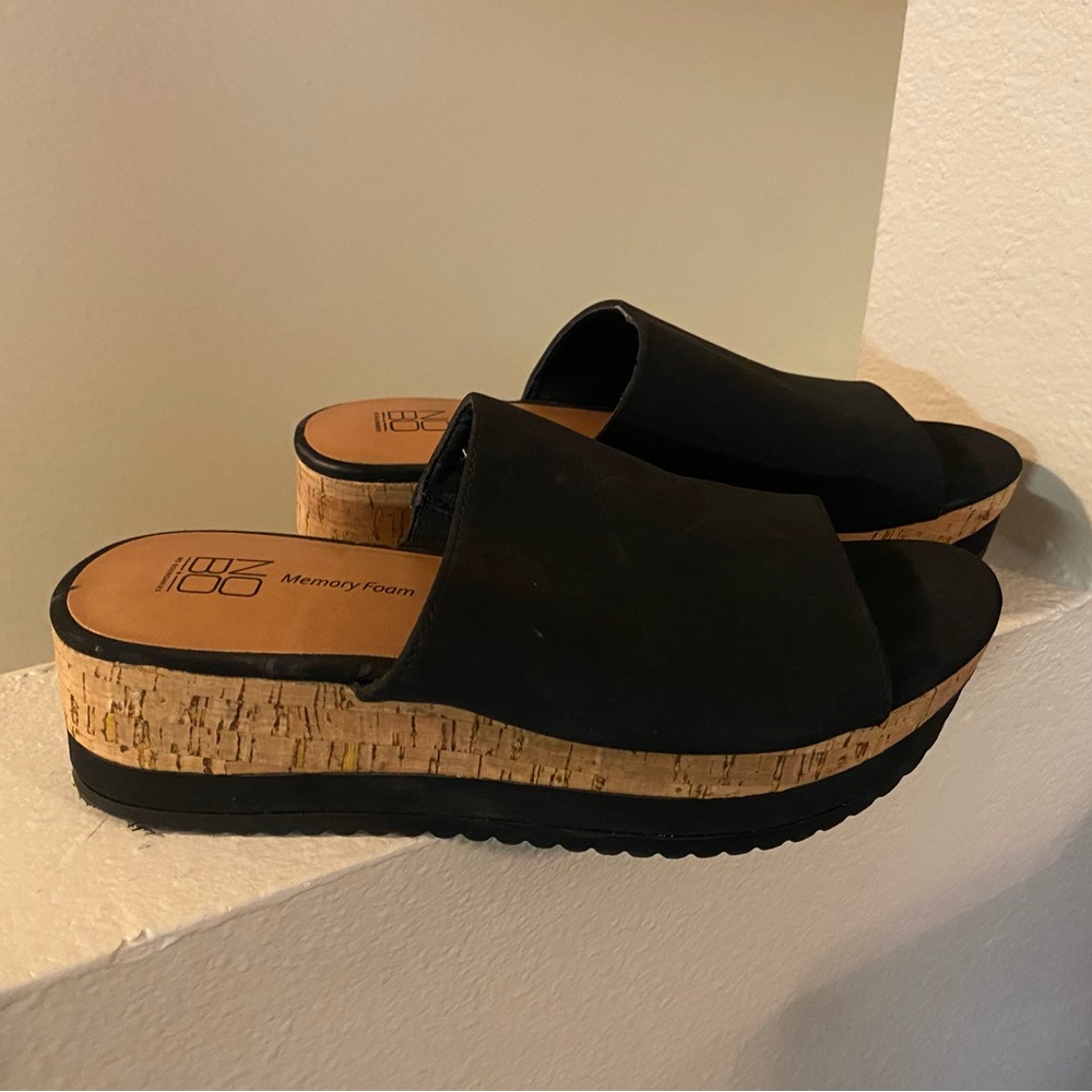 No Boundaries. Black Wedge Slide Sandals. Women’s. Slip On. Size 6. NWOT. - Picture 2 of 7